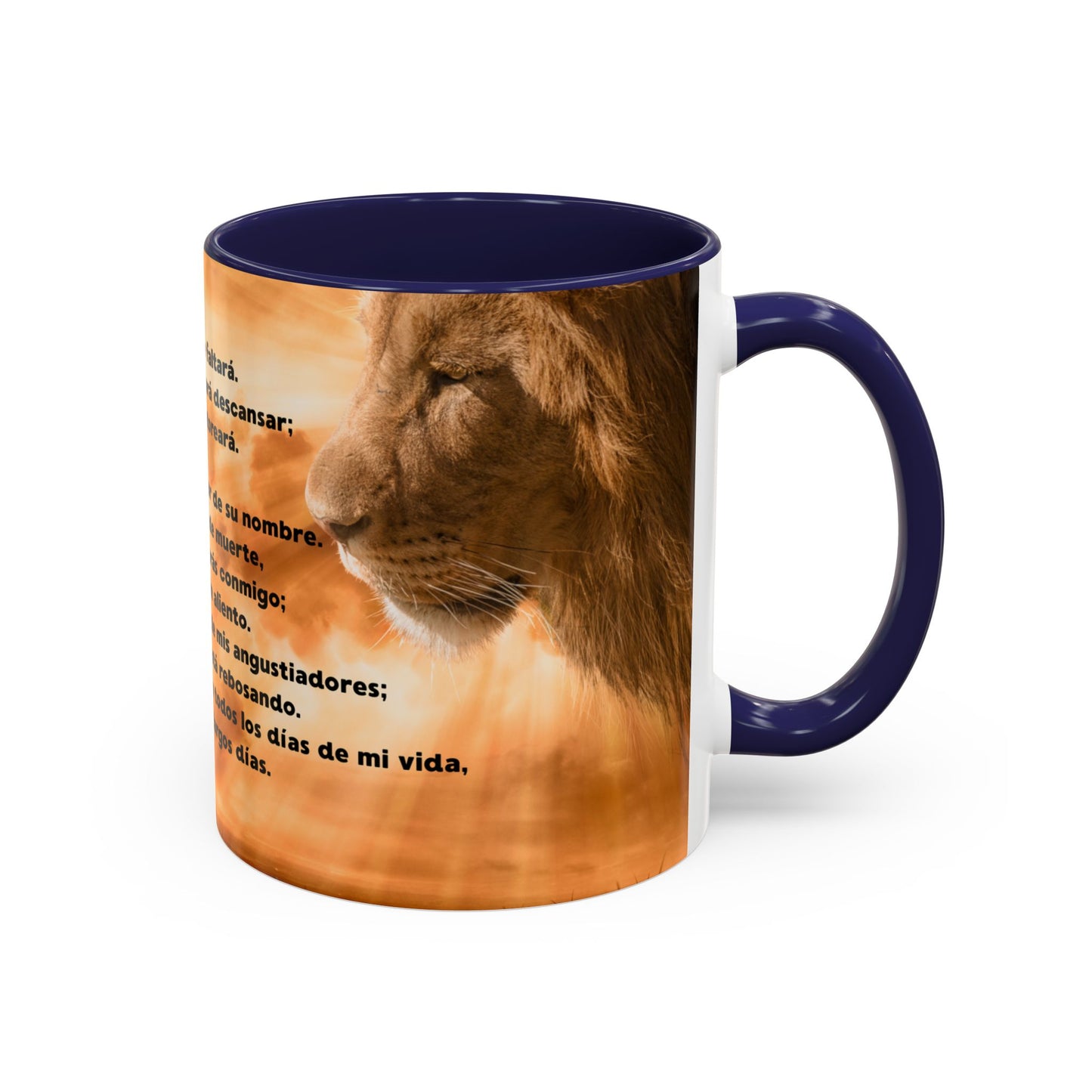 SALMO 23 Inspirational Lion Coffee Mug - Faith, Spirituality, Gift for Him/Her, Motivational Drinkware, Religious Home Decor