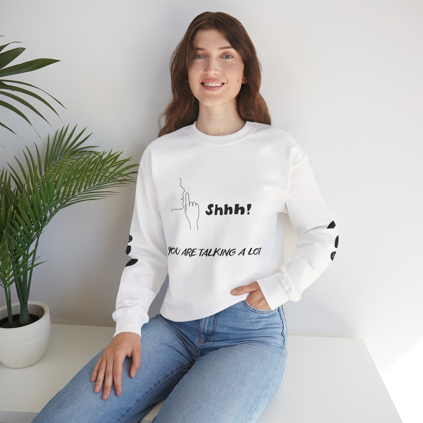 SHHH! SILENCE Unisex Humor Crewneck Sweatshirt: Funny Silence Design, Perfect for Gifting, Casual Wear, Birthday, Holidays, Conversation Starter