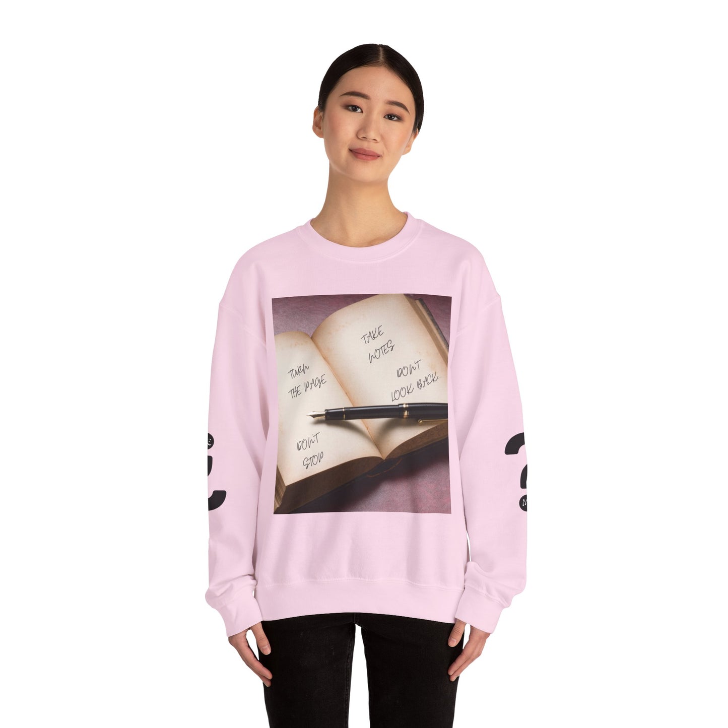 TURN THE PAGE Inspirational Sweatshirt for Note-Takers, Cozy Crewneck, Motivational Gift, Book Lovers, Back-to-School Apparel