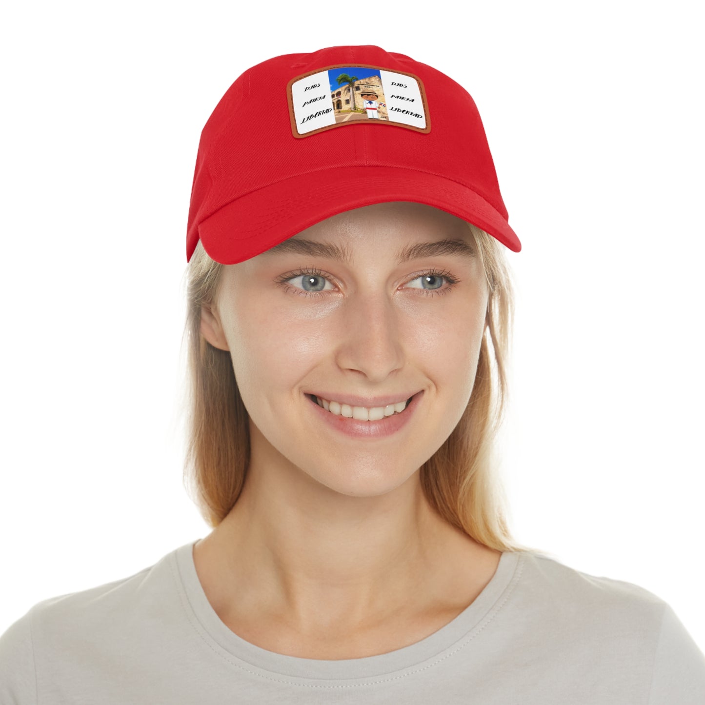DIOS PATRIA LIBERTAD EL DOMINICANITO ESE Dad Hat with Leather Patch (Rectangle)