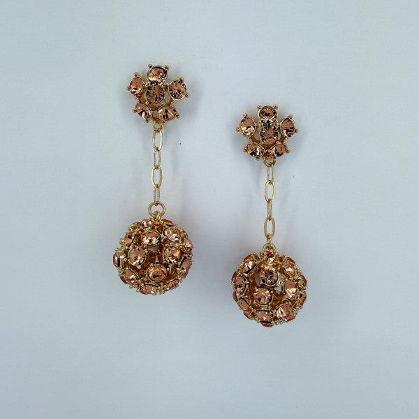 Rose Gold Rhinestones Drop Dangle Earrings
