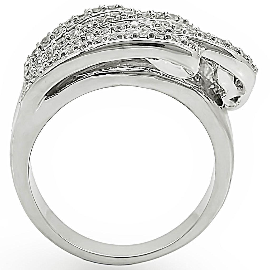 Rhodium Brass Ring with AAA Grade CZ in Clear