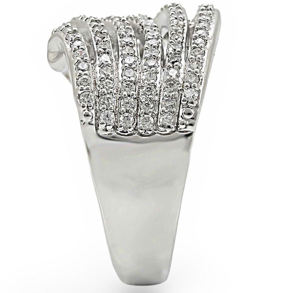 Rhodium Brass Ring with AAA Grade CZ in Clear