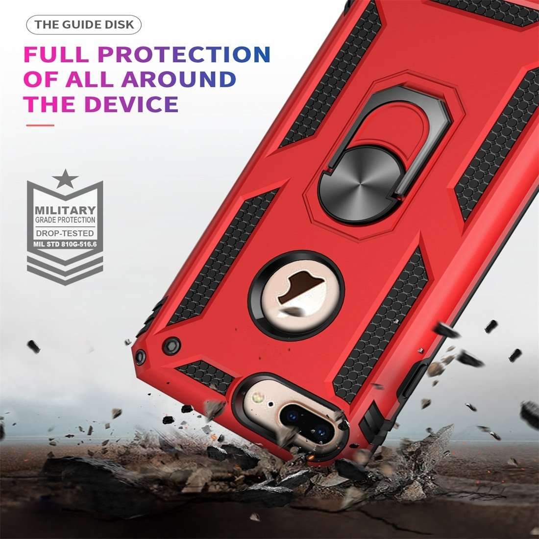 AMZER Sainik Case With 360° Magnetic Ring Holder for iPhone 7 Plus/8