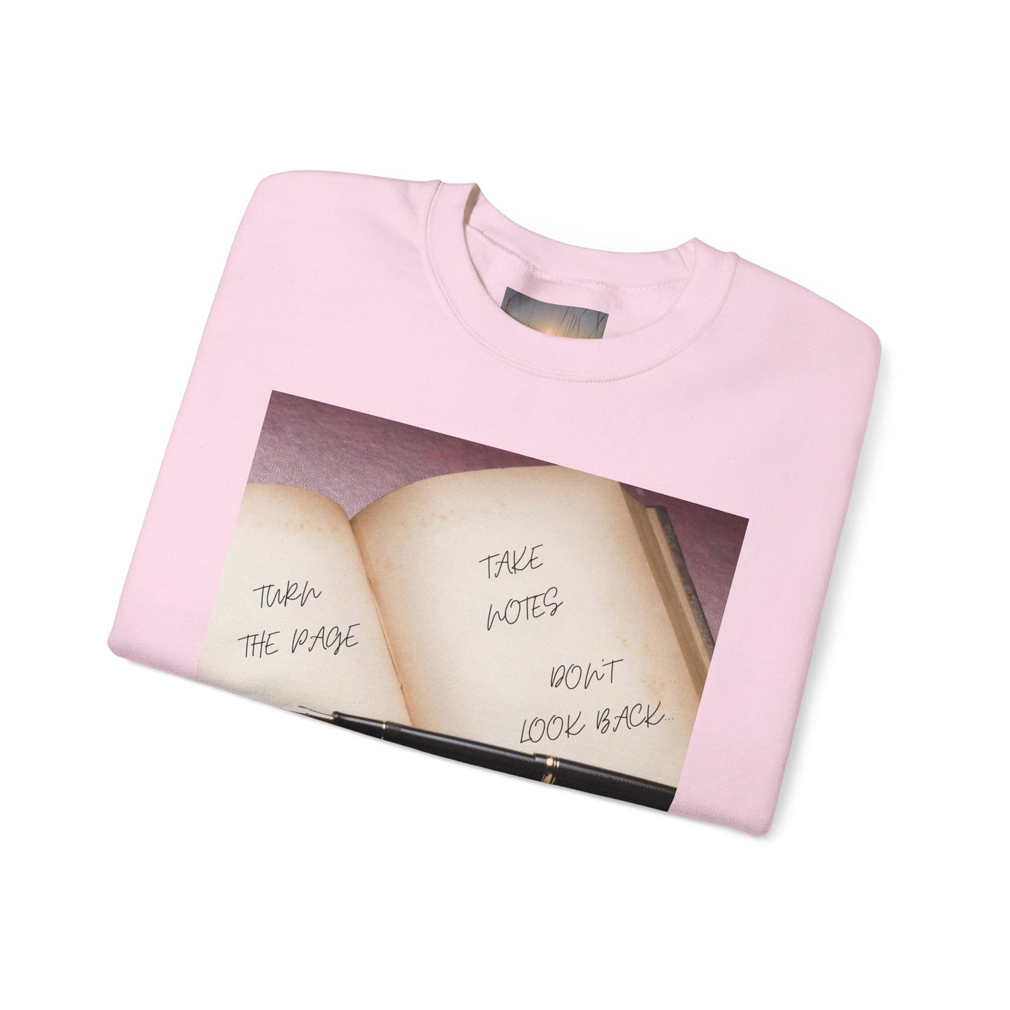 TURN THE PAGE Inspirational Sweatshirt for Note-Takers, Cozy Crewneck, Motivational Gift, Book Lovers, Back-to-School Apparel