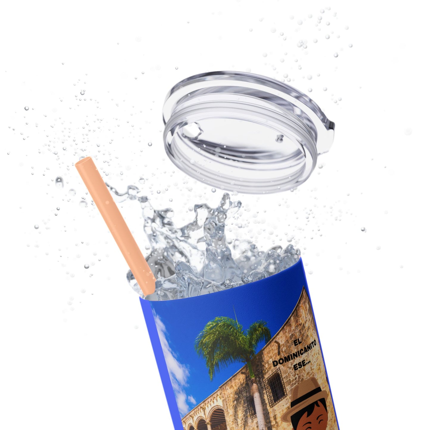 DOMINICAN REPUBLIC Vibrant Travel Tumbler, 20oz Skinny Tumbler with Straw - Perfect for Summer Adventures, Vacation, Gifts, Customizable