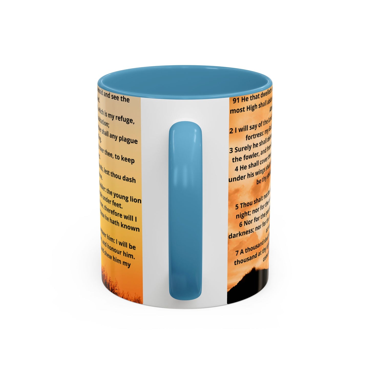 PSALM 91 Inspirational Lion Accent Coffee Mug | Motivational Gift, Scripture Mug, Unique Home Decor, Faith-Based Coffee Cup, Lion Design