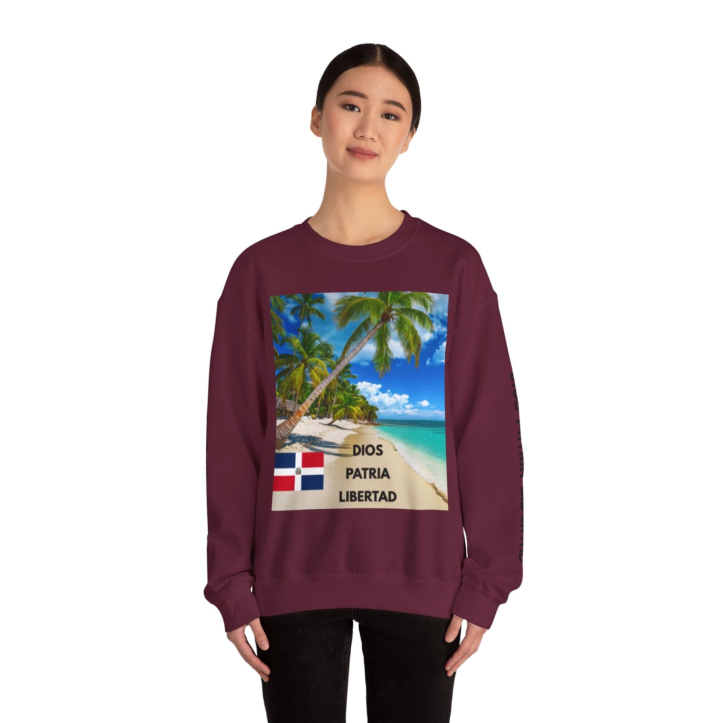 QUISQUEYA HERMOSA Tropical Paradise Sweatshirt - Dios Patria Libertad, Quisqueya Hermosa, Dominican Republic Gift, Beach Vibes, Unisex Crewneck