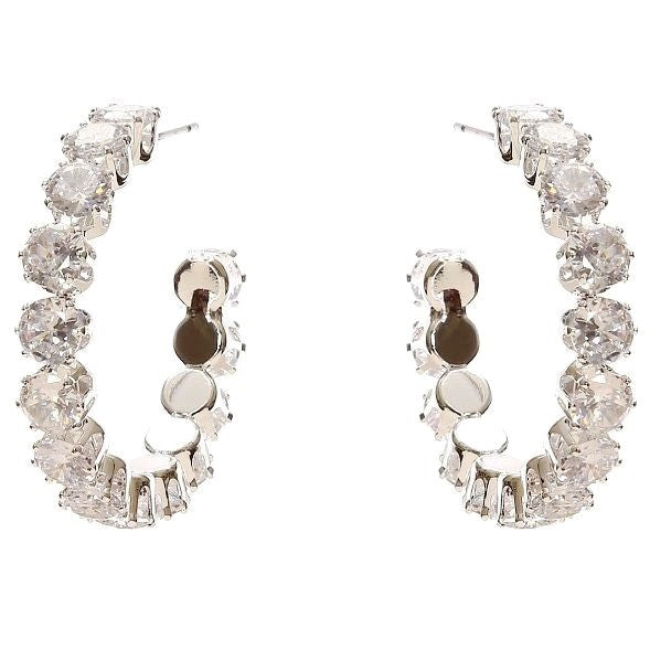 30mm Bold Crown Halo Cubic Zirconia Hoop Earrings