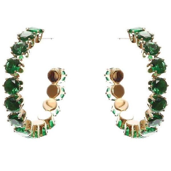 30mm Bold Crown Halo Cubic Zirconia Hoop Earrings