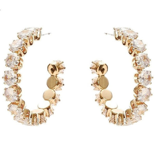 30mm Bold Crown Halo Cubic Zirconia Hoop Earrings