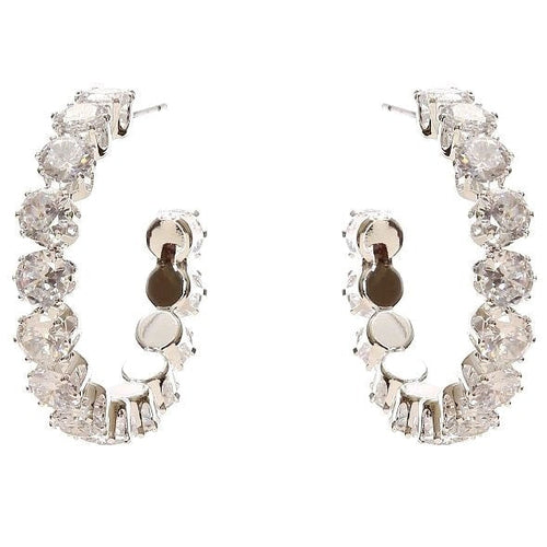 30mm Bold Crown Halo Cubic Zirconia Hoop Earrings