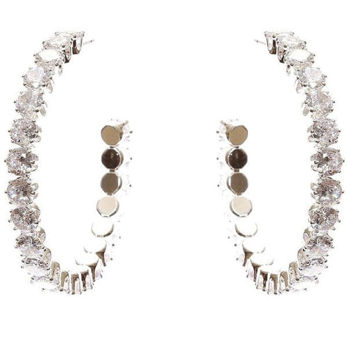 50mm Bold Crown Halo Cubic Zirconia Hoop Earrings