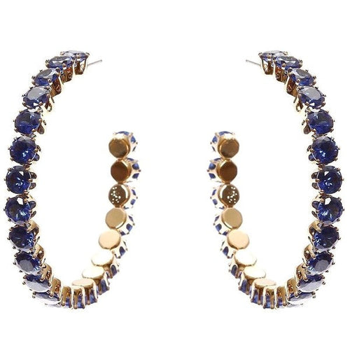 50mm Bold Crown Halo Cubic Zirconia Hoop Earrings