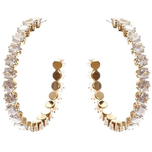 50mm Bold Crown Halo Cubic Zirconia Hoop Earrings