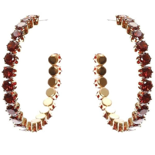 50mm Bold Crown Halo Cubic Zirconia Hoop Earrings