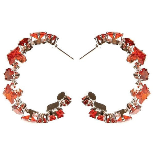 Square Circle Crown Halo CZ Hoop Earrings