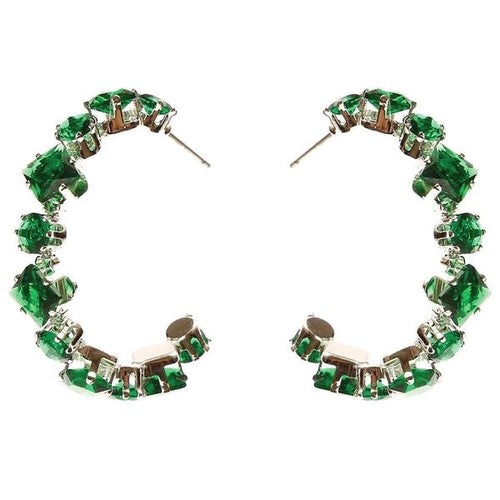 Square Circle Crown Halo CZ Hoop Earrings