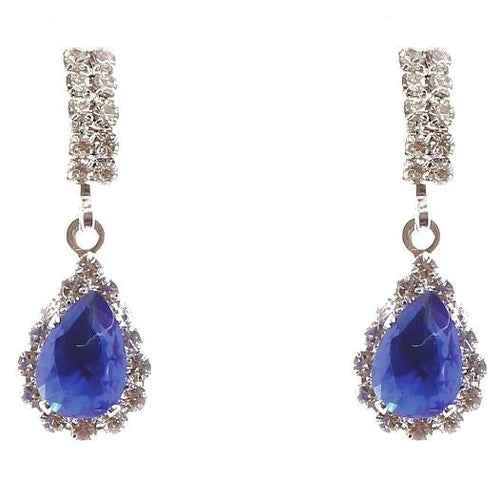Modern Bar Pear Dangle Rhinestone Earrings