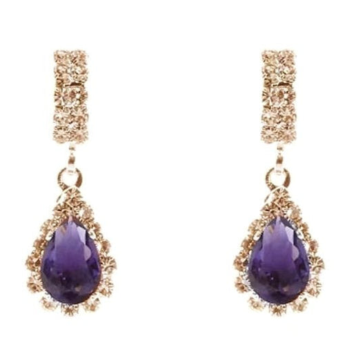 Modern Bar Pear Dangle Rhinestone Earrings