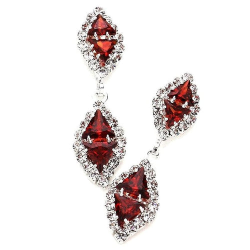 Linked Rhombus Dangle Rhinestone Earrings