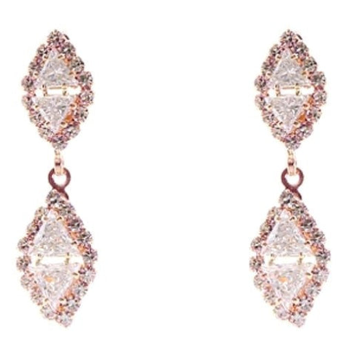 Linked Rhombus Dangle Rhinestone Earrings