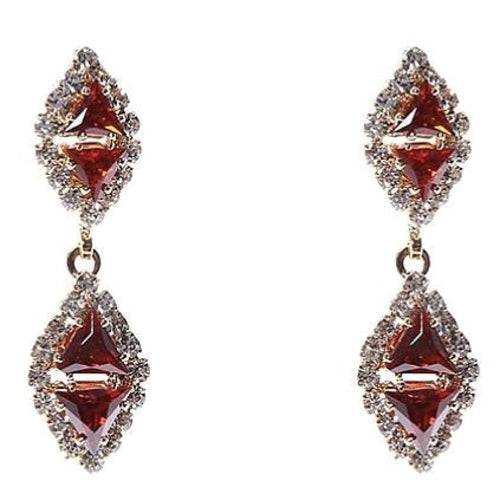 Linked Rhombus Dangle Rhinestone Earrings