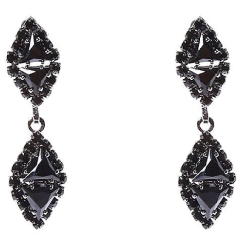 Linked Rhombus Dangle Rhinestone Earrings