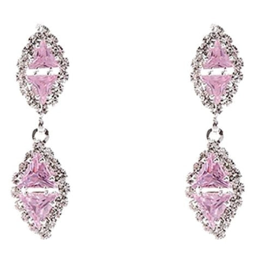 Linked Rhombus Dangle Rhinestone Earrings