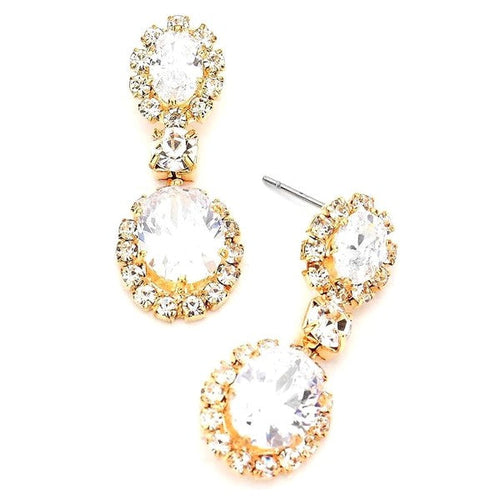 Linked Oval Dangle Rhinestone Earrings