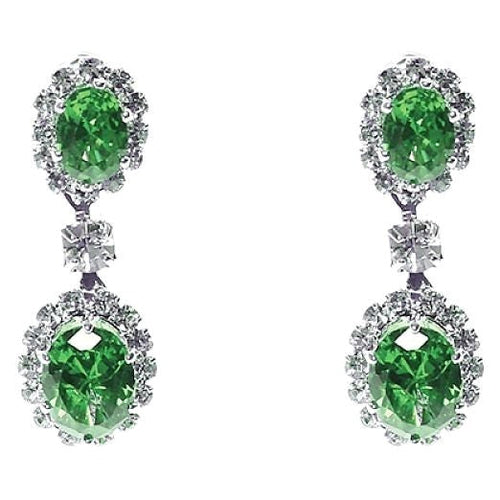 Linked Oval Dangle Rhinestone Earrings