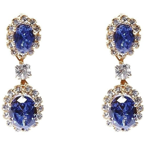 Linked Oval Dangle Rhinestone Earrings