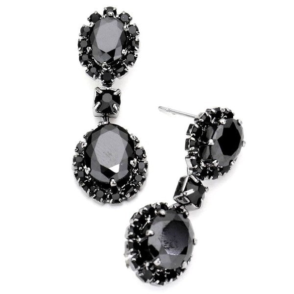 Linked Oval Dangle Rhinestone Earrings