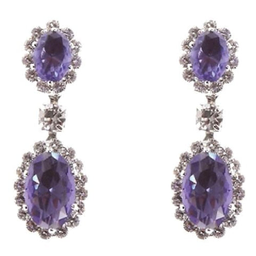 Linked Oval Dangle Rhinestone Earrings