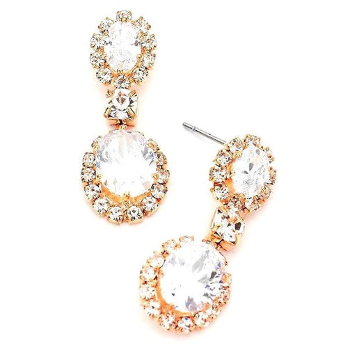 Linked Oval Dangle Rhinestone Earrings