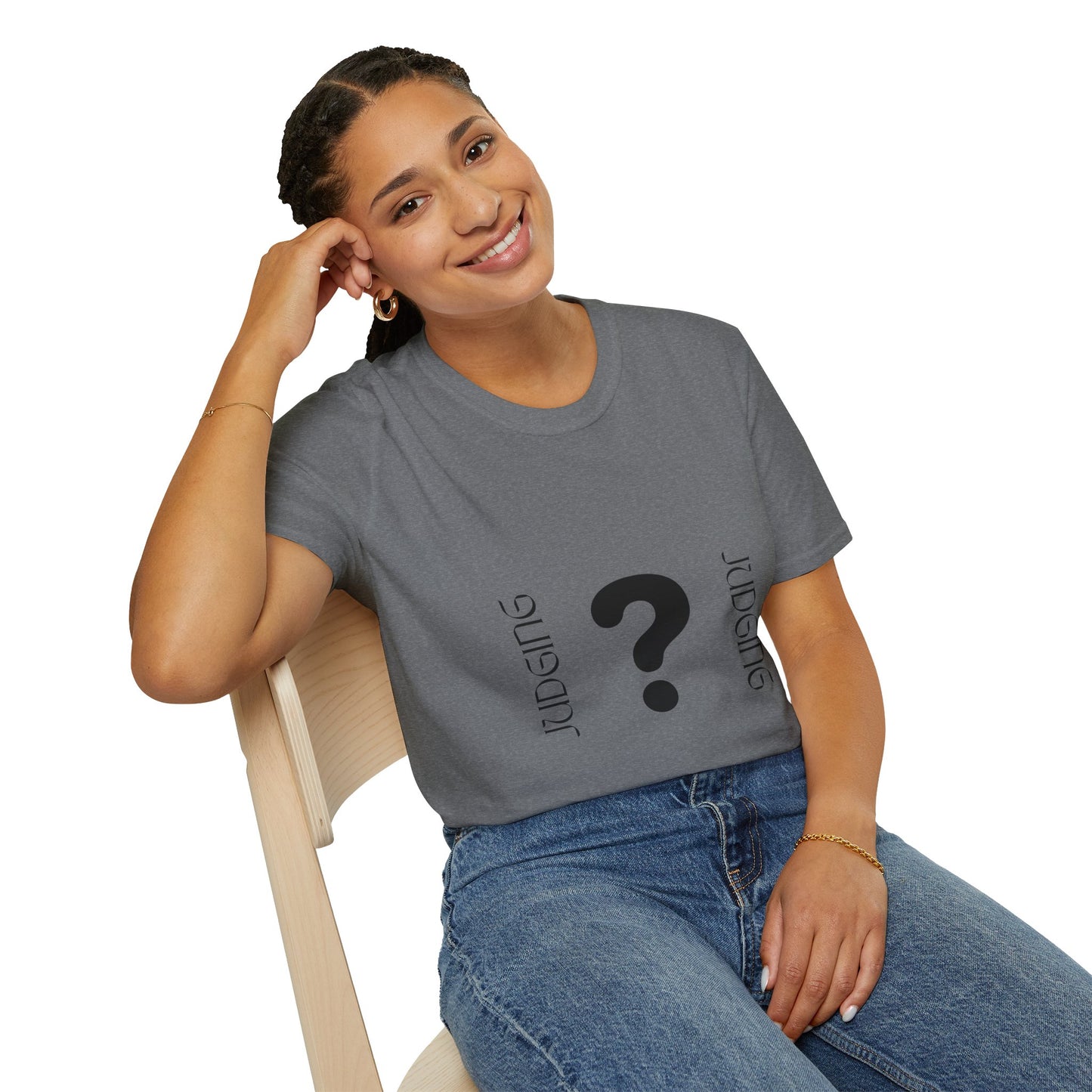 JUDGING Whimsical Unisex T-Shirt with Playful Door Design - Fun Gift for Friends, Casual Wear, Birthday Surprise, Everyday Humor, Quirky Style