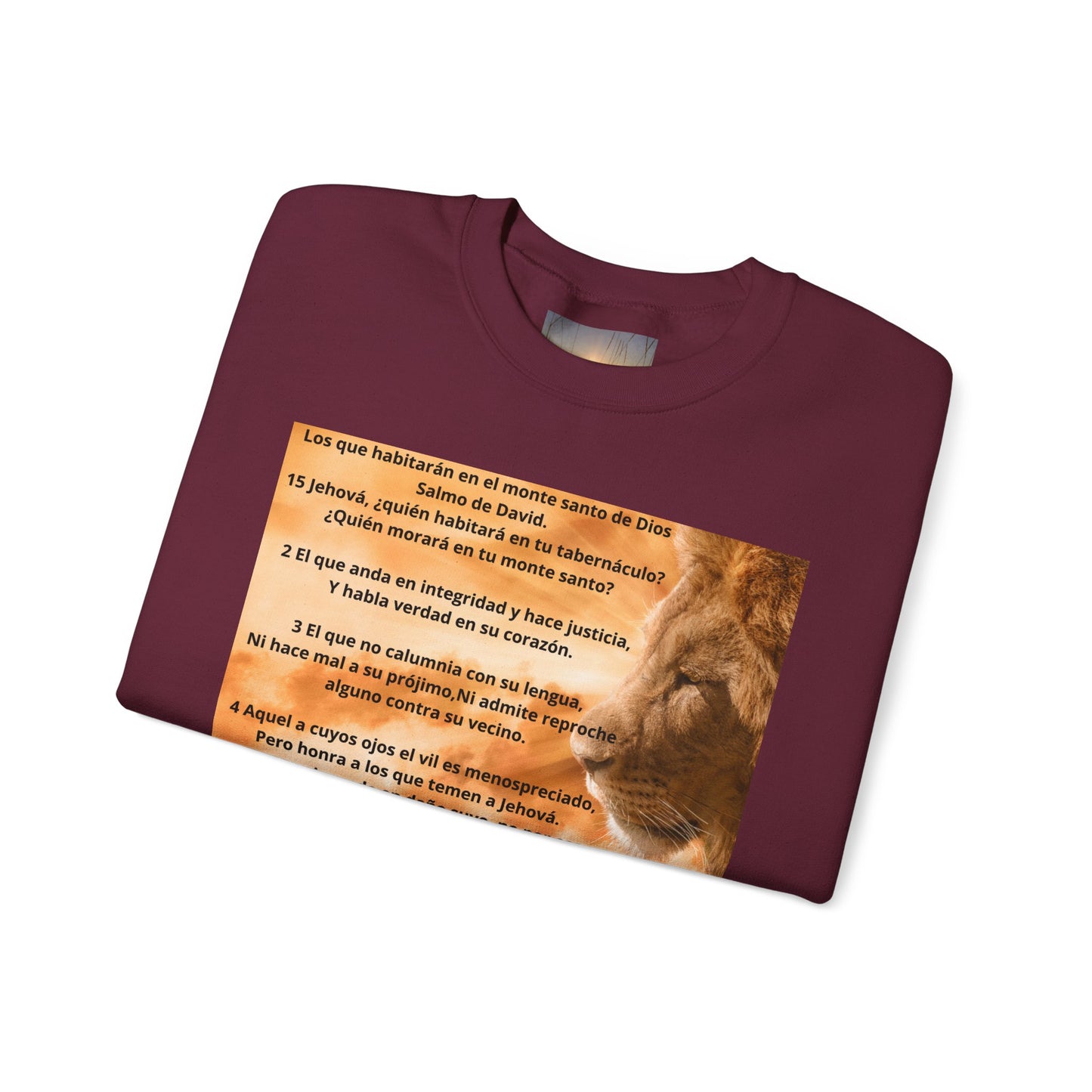 SALMO 15 Lion Crewneck Sweatshirt | Motivational Gift for Animal Lovers, Cozy Casual Wear, Birthday, Christmas