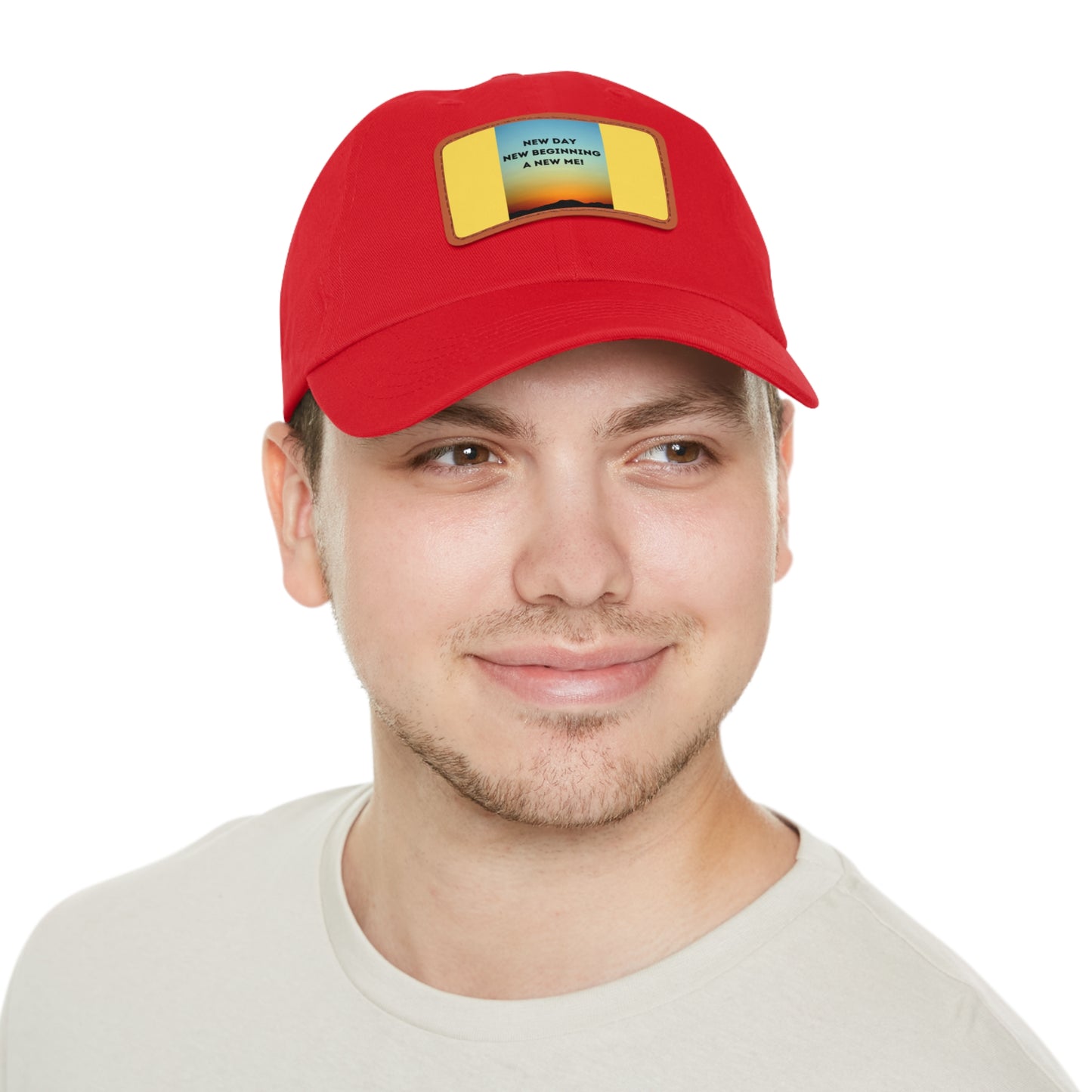 NEW DAY NEW BEGINNING A NEW ME Hat with Leather Patch (Rectangle)