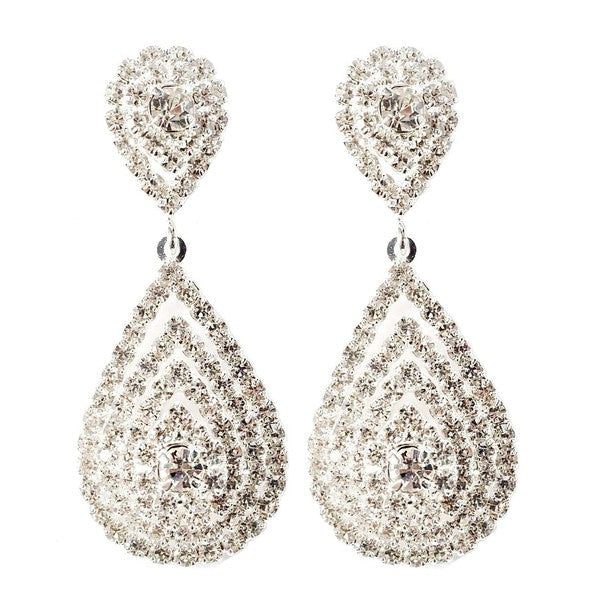 Double 3D Teardrop Rhinestone Earrings