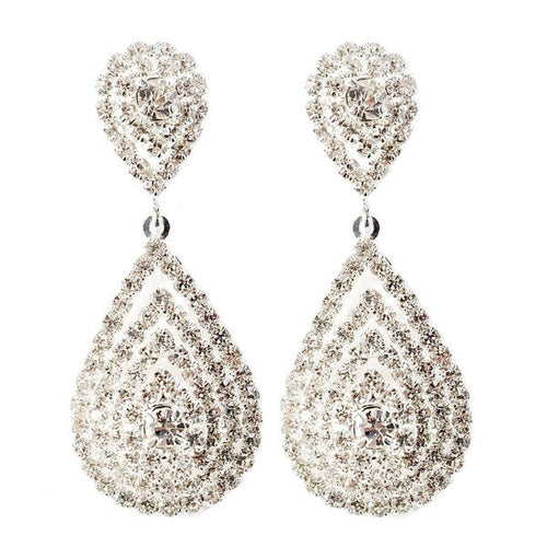 Double 3D Teardrop Rhinestone Earrings