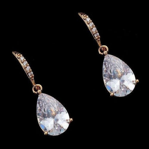 Bridal Pear Shape CZ Zirconia 5 Inch Long Earrings