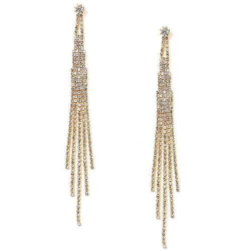 Bridal Long 5 Strands Silver Crystal Earrings
