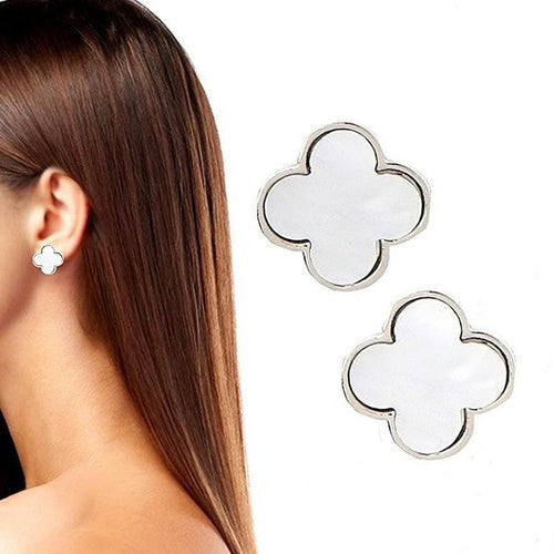 Acetate Marble Effect Clover Stud Earrings