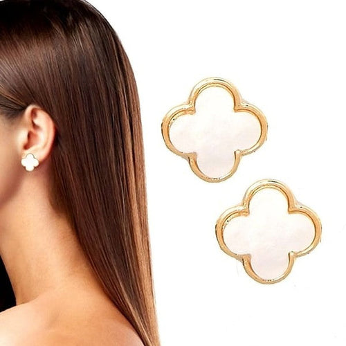 Acetate Marble Effect Clover Stud Earrings