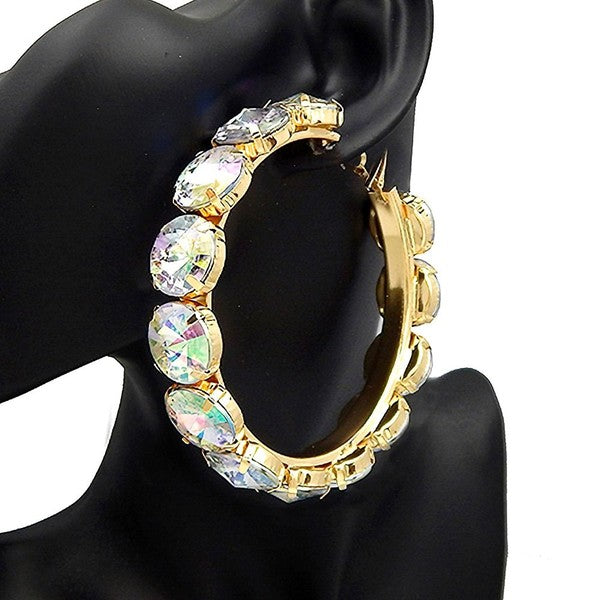 Halo Bold 16mm Stone 80mm Hoop Earrings