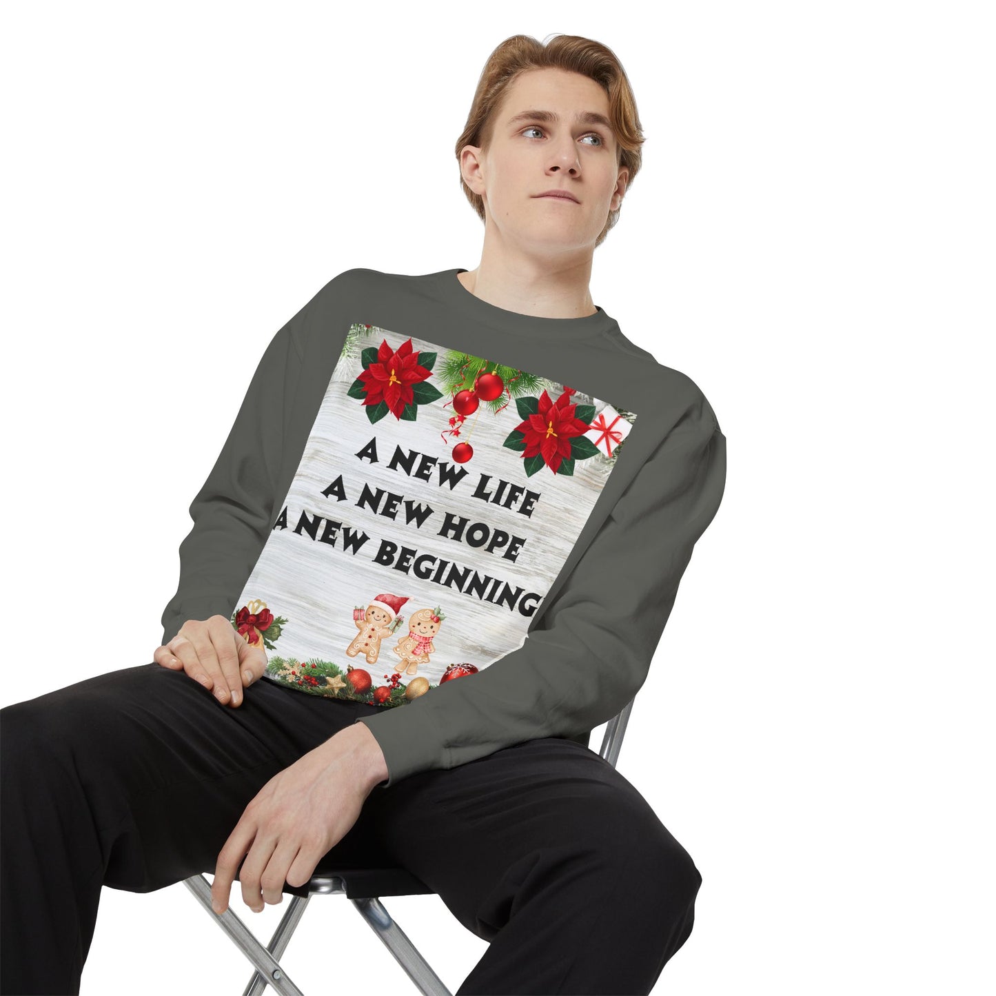 Cozy Holiday Sweatshirt - A New Life, New Hope, New Beginning, Christmas Gift, Unisex Apparel, Festive Wear, Winter Fashion