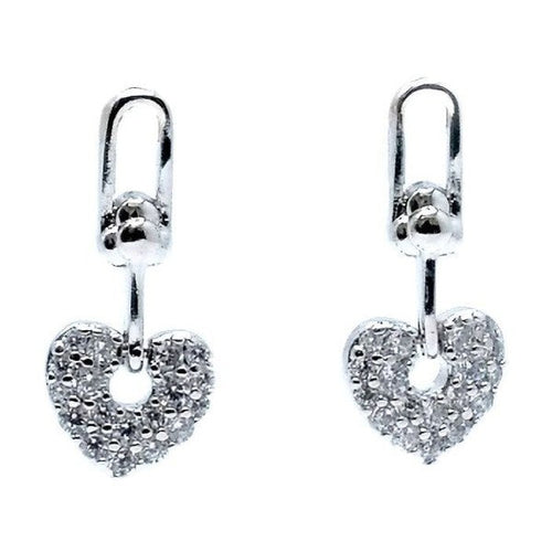 Cubic Zirconia Heart Dangle Moving Earrings
