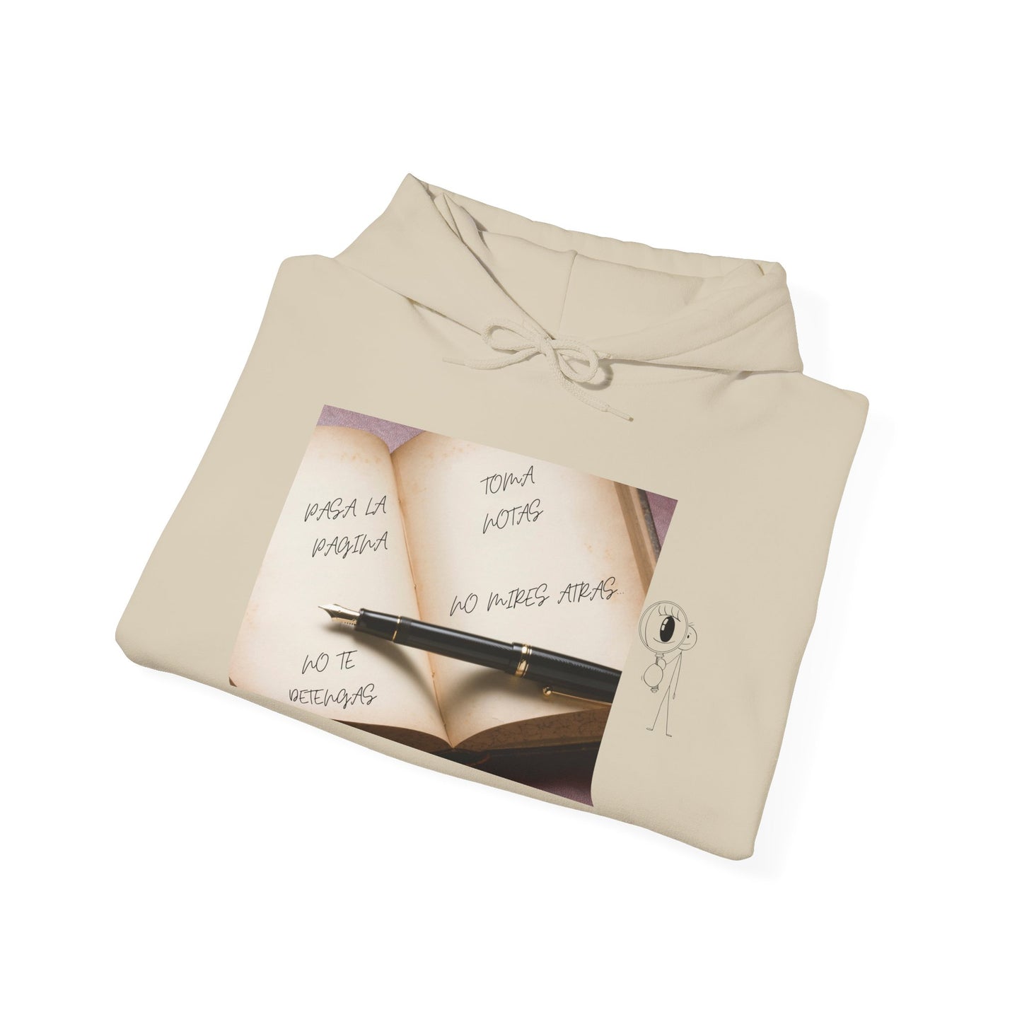 PASA LA PAGINA Inspirational Unisex Hoodie, Motivational Sweatshirt, Cozy Gift for Students, Printable Hoodie, Note-Taking Style