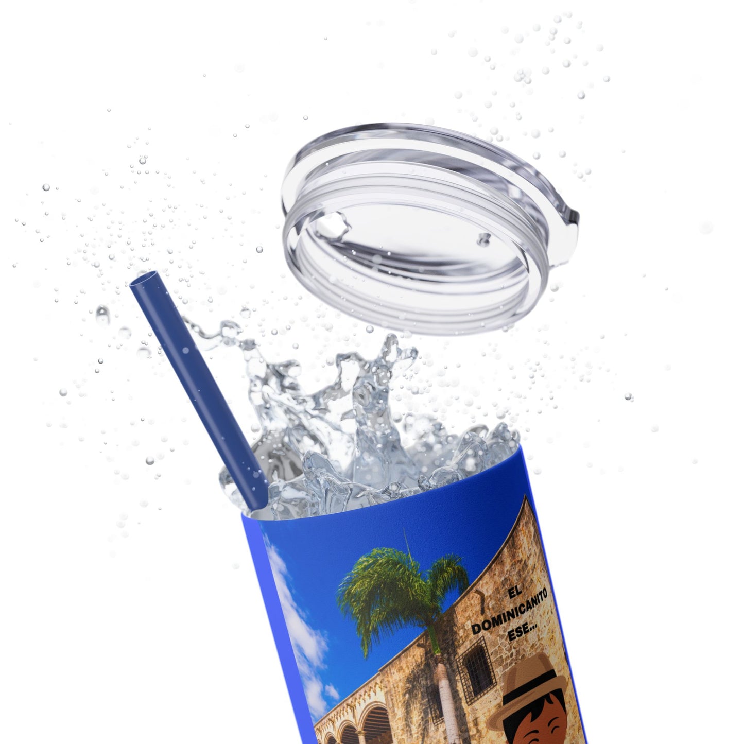 DOMINICAN REPUBLIC Vibrant Travel Tumbler, 20oz Skinny Tumbler with Straw - Perfect for Summer Adventures, Vacation, Gifts, Customizable