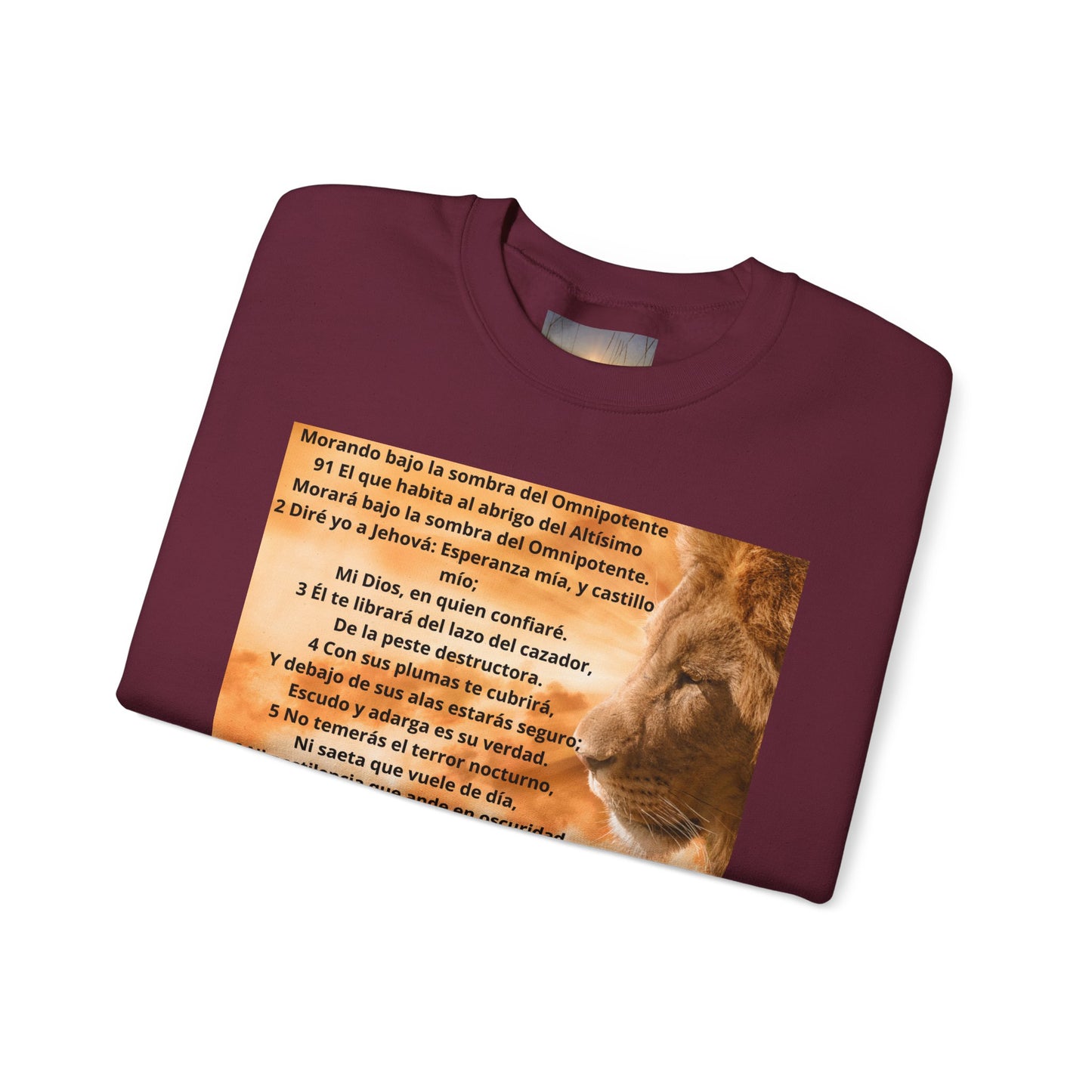 SALMO 91 Inspirational Lion Sweatshirt, Crewneck Sweater, Motivational Gift, Unisex Fashion, Animal Lover Apparel, Cozy Everyday Wear